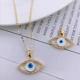 14K Bling Eye Pendant Necklace Shining Evil Eyes Necklace