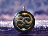 Double Sided Snake Pendant Necklace, Glass, Gothic Halloween Gift