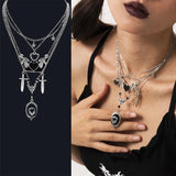 Y2k Classic Dark Punk Love Wing Pendant Necklace