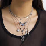 Y2k Classic Dark Punk Love Wing Pendant Necklace