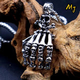 Vintage Gothic Skeleton Hand Necklace Punk Rock Pendant Halloween Jewelry
