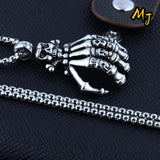 Vintage Gothic Skeleton Hand Necklace Punk Rock Pendant Halloween Jewelry