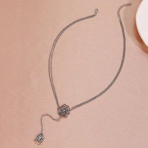 Spider Web Pendant Double Layered Necklace Sweater Chain