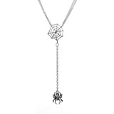 Spider Web Pendant Double Layered Necklace Sweater Chain