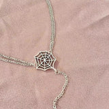 Spider Web Pendant Double Layered Necklace Sweater Chain