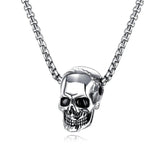 Skull Pendant Necklace Halloween Hip Hop Silver Stainless Steel Chains