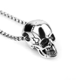 Skull Pendant Necklace Halloween Hip Hop Silver Stainless Steel Chains
