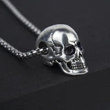 Skull Pendant Necklace Halloween Hip Hop Silver Stainless Steel Chains
