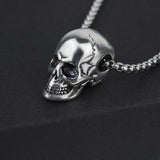 Skull Pendant Necklace Halloween Hip Hop Silver Stainless Steel Chains