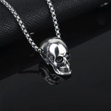 Skull Pendant Necklace Halloween Hip Hop Silver Stainless Steel Chains