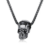 Skull Pendant Necklace Halloween Hip Hop Silver Stainless Steel Chains