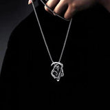 Stainless Steel Gothic Death God Skull Grim Reaper Pendant Necklace