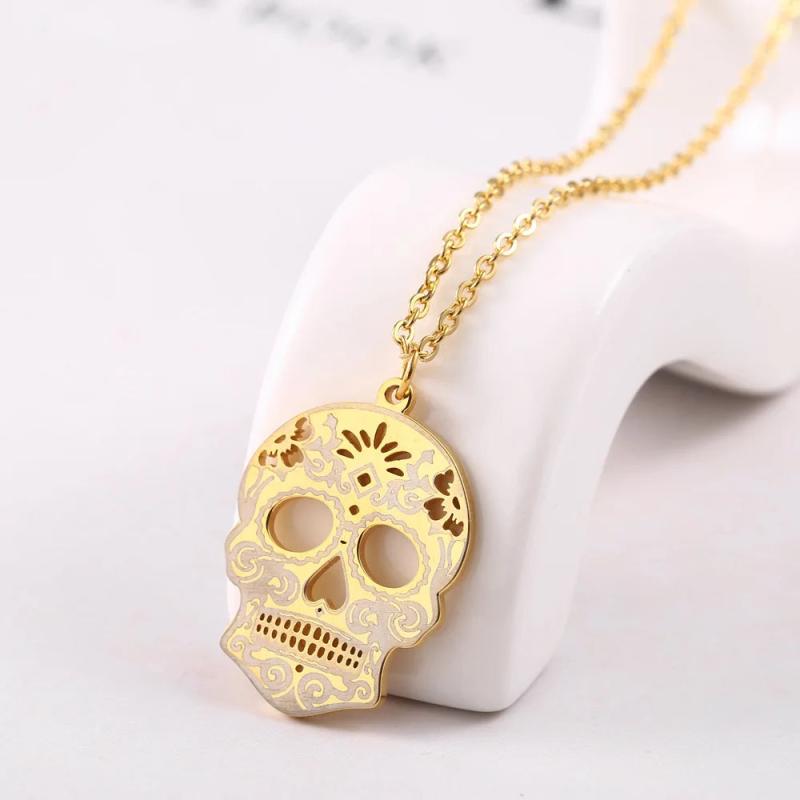 Titanium Steel Mexican Skeleton Unisex Necklace