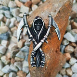Stainless Steel Grim Reaper Pendant Skull Necklace Men Punk Gothic Jewelry
