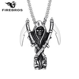 Stainless Steel Grim Reaper Pendant Skull Necklace Men Punk Gothic Jewelry