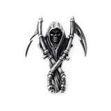 Stainless Steel Grim Reaper Pendant Skull Necklace Men Punk Gothic Jewelry
