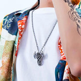 Stainless Steel Skull Grim Reaper Pendant Necklace Men Punk Gothic Halloween Cos