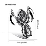 Stainless Steel Skull Grim Reaper Pendant Necklace Men Punk Gothic Halloween Cos