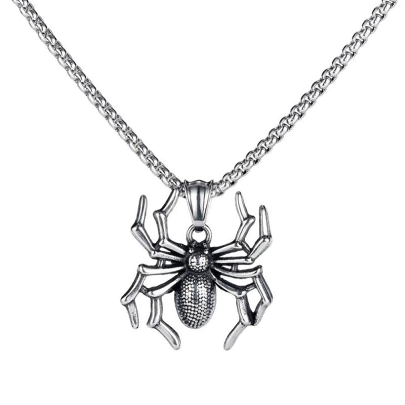 Vintage Spider Insect Punk Rock Pendant Necklace Halloween Gift