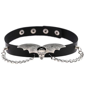Punk Bat Necklace Choker Kit PU Leather Heart Punk Goth Love Wing Jewelry