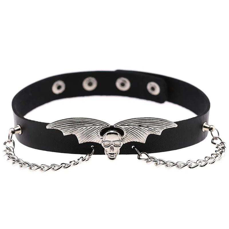 Punk Bat Necklace Choker Kit PU Leather Heart Punk Goth Love Wing Jewelry