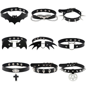 Punk Bat Necklace Choker Kit PU Leather Heart Punk Goth Love Wing Jewelry