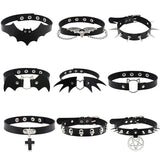 Punk Bat Necklace Choker Kit PU Leather Heart Punk Goth Love Wing Jewelry