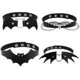Punk Bat Necklace Choker Kit PU Leather Heart Punk Goth Love Wing Jewelry