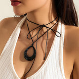 Gothic Oval Pendant Choker Necklace Women Halloween Jewelry