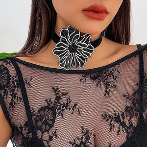 Exaggerated Goth Rose Flower Choker Necklace Women Ladies Clavicle Chain