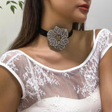 Exaggerated Goth Rose Flower Choker Necklace Women Ladies Clavicle Chain