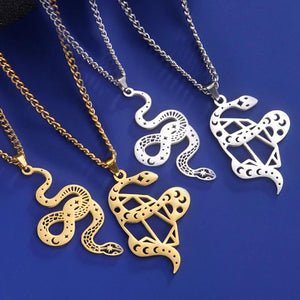 Vintage Snake Animal Necklace Gothic Ouroboros Serpent Pendant