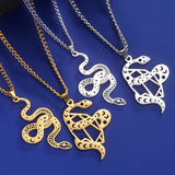 Vintage Snake Animal Necklace Gothic Ouroboros Serpent Pendant