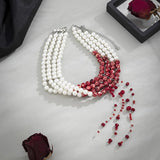 Gothic Halloween Blood Pearl Necklace Multi-layer Beaded Short
