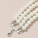 Gothic Halloween Blood Pearl Necklace Multi-layer Beaded Short