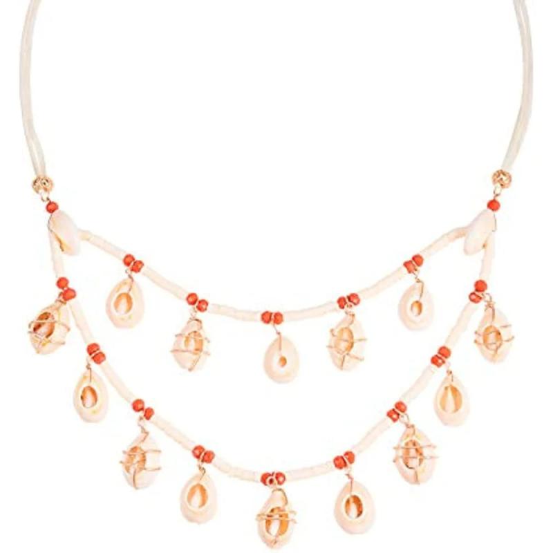 Cowrie Shell Layer Necklace Women Bib Necklace for Beach Costume