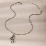 Punk Pearl Halloween Ghost Claw Necklace Women Party Gift X7909