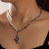 Punk Pearl Halloween Ghost Claw Necklace Women Party Gift X7909