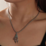 Punk Pearl Halloween Ghost Claw Necklace Women Party Gift X7909