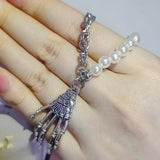 Punk Pearl Halloween Ghost Claw Necklace Women Party Gift X7909