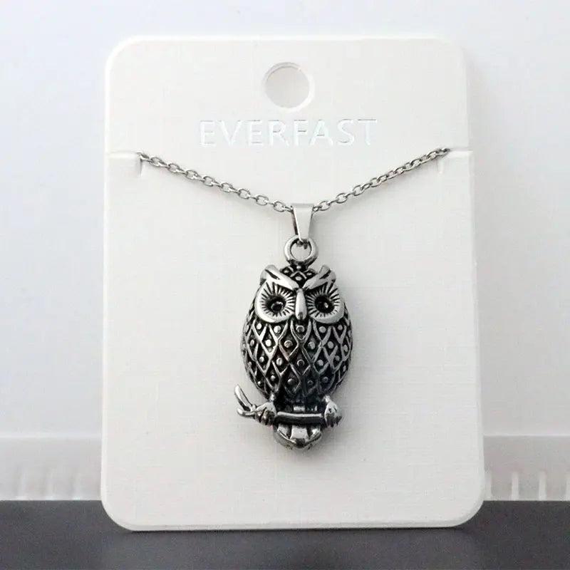 DIY 3D Big Owl Stainless Steel Necklace Gothic Nighthawk Jewelry