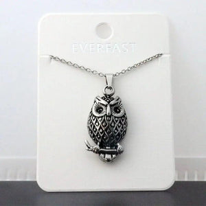 DIY 3D Big Owl Stainless Steel Necklace Gothic Nighthawk Jewelry