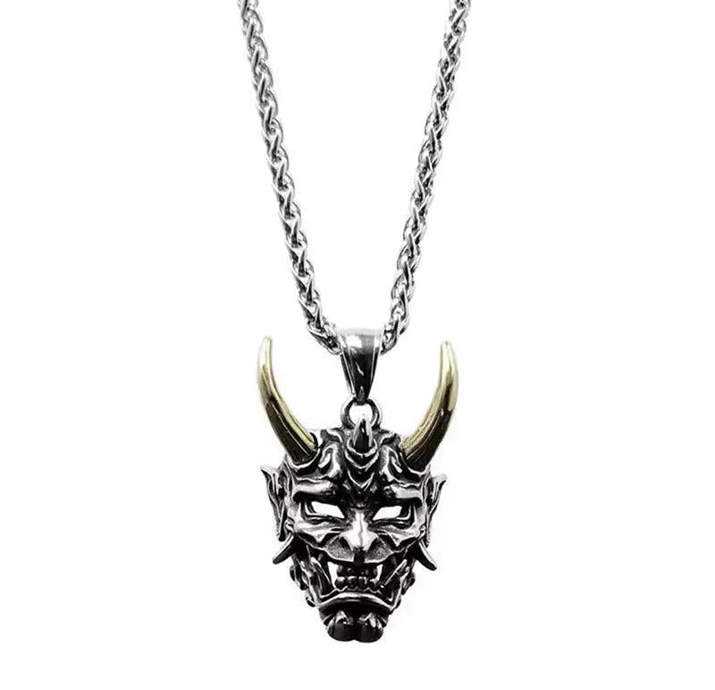 Vintage Gothic Ghost Mask Pendant Necklace for Men