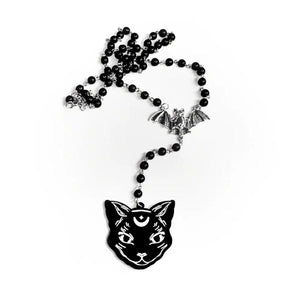 Vintage Gothic Punk Cat Bat Necklace for Man Women