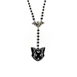 Vintage Gothic Punk Cat Bat Necklace for Man Women