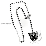 Vintage Gothic Punk Cat Bat Necklace for Man Women