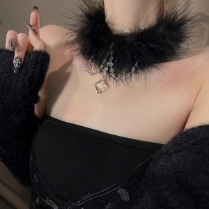 Crystal Pendant Necklace Halloween Party Choker Chain Gothic Jewelry