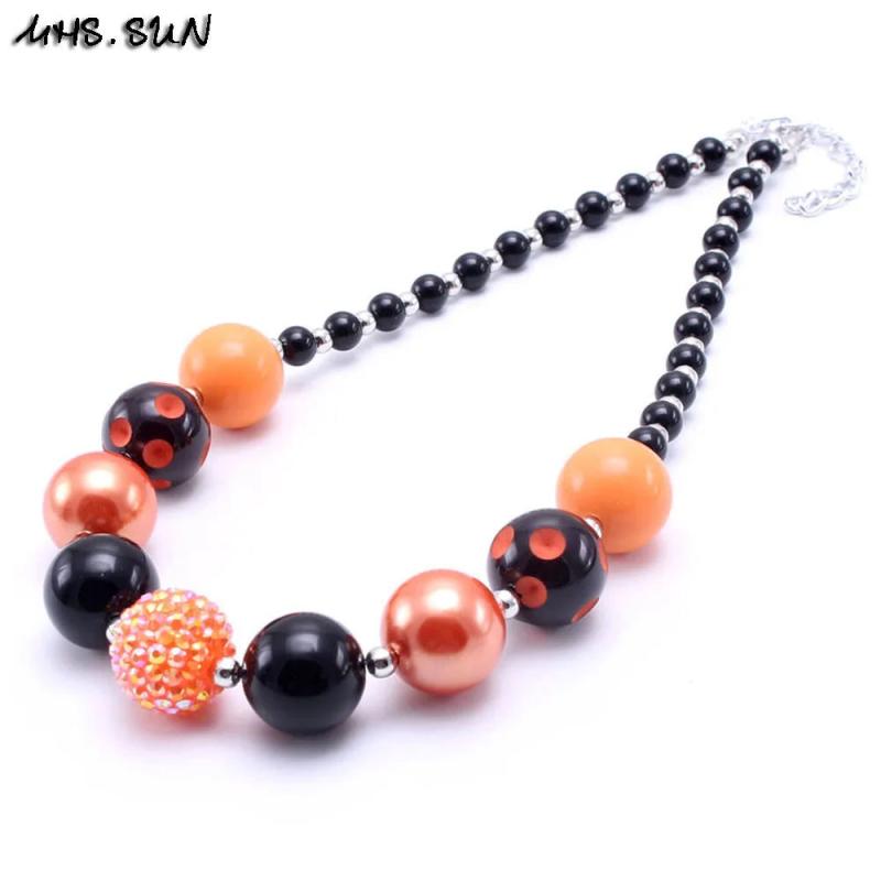 Girls Chunky Beads Necklace Halloween Style Kids Bubblegum Jewelry