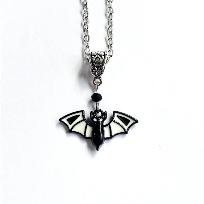 Gothic Punk Bat Enamel Pendant Necklace