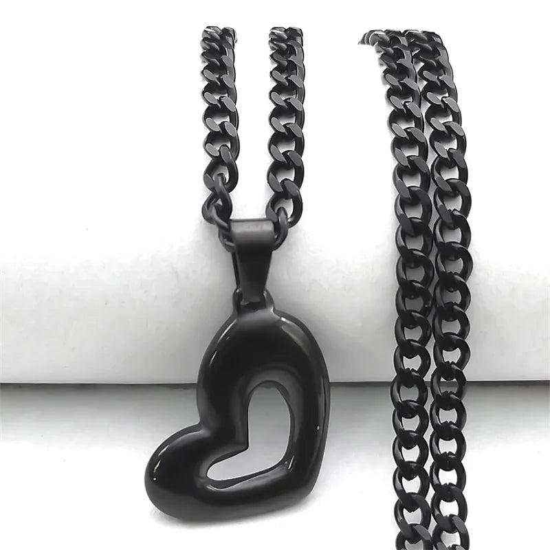 Gothic Love Heart Pendant Necklace Halloween Gift Jewelry